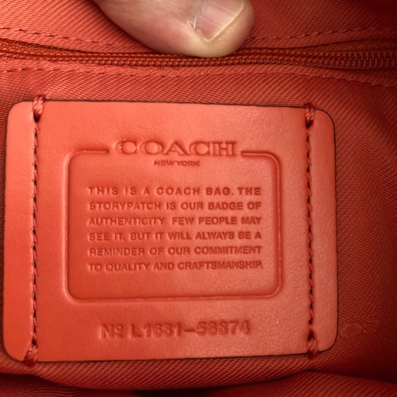 Coach crossbody or satchel handbag in poppy color (coral). - Picture 3 of 9